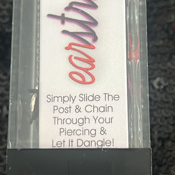 Sterling Silver 925 EarStrings Threading Earrings w/Red Crystal Dangling Hearts - Picture 4 of 6